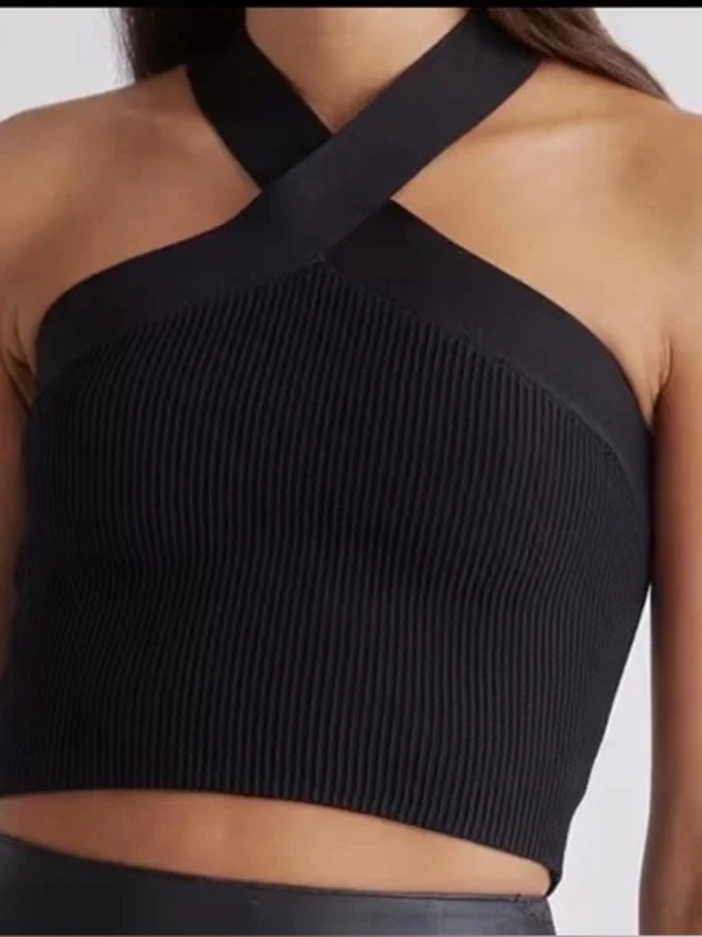 BABATON |ARITZIA Sculpt Knit Criss Cross Crop Tank Top Black XS